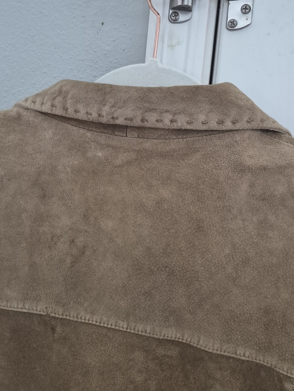 Vintage 1980s Eddie Bauer Suede Leather Jacket, XL Western Style, Latte Brown - Picture 8 of 13